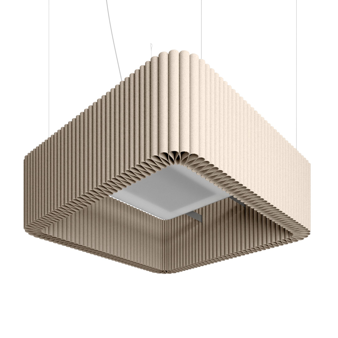 Ceiling Object Welle with Light Square – HEY-SIGN ACOUSTIC