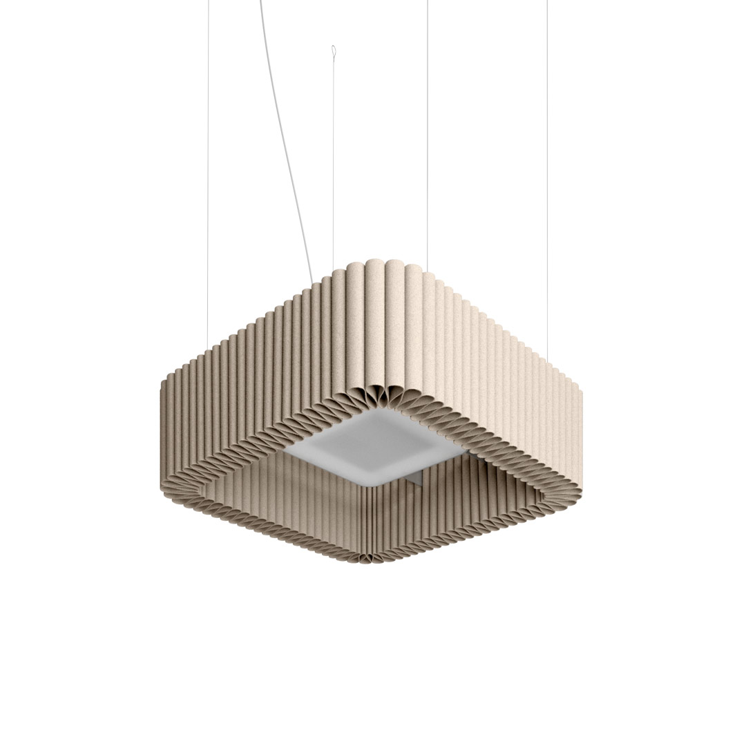 Ceiling object Wave with luminaire, square
