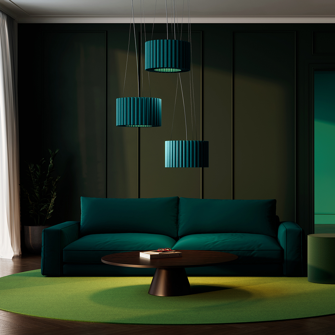 Deckenobjekt Welle Mini mit Leuchte, rund